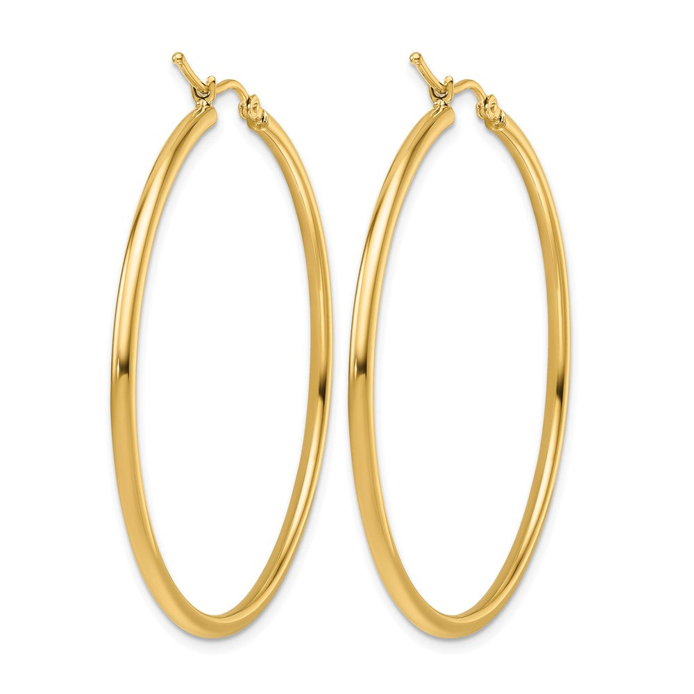 14K Gelbgold 2mm Poliert Klappbar Creolen