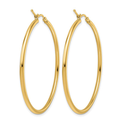 14K Gelbgold 2mm Poliert Klappbar Creolen