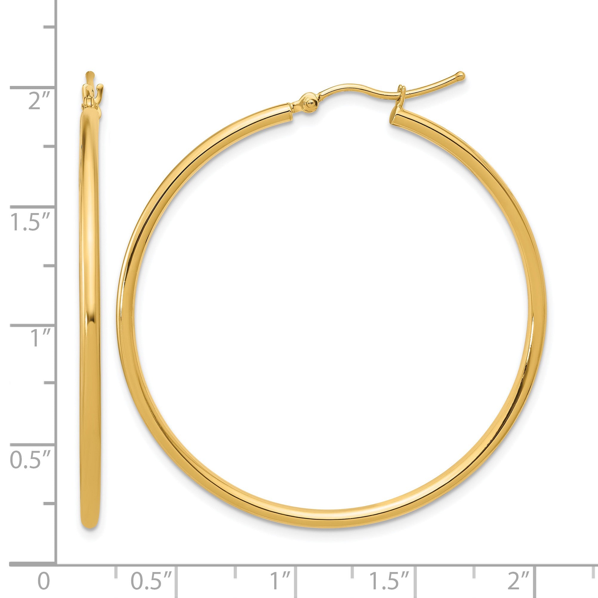 14K Gelbgold 2mm Poliert Klappbar Creolen