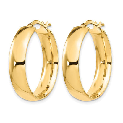14K Gelbgold 6mm Hoch Poliert Creolen