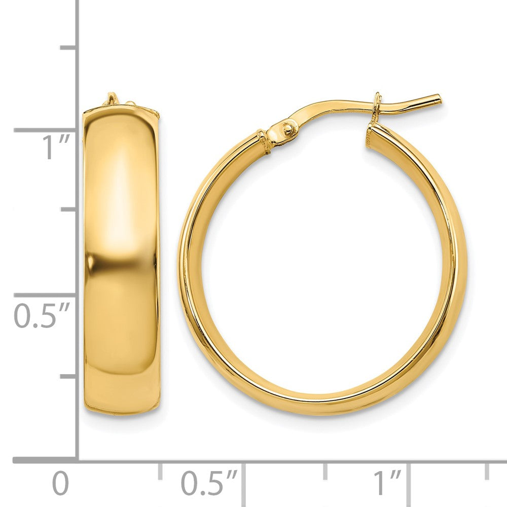 14K Gelbgold 6mm Hoch Poliert Creolen