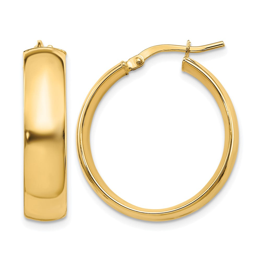 14K Gelbgold 6mm Hoch Poliert Creolen