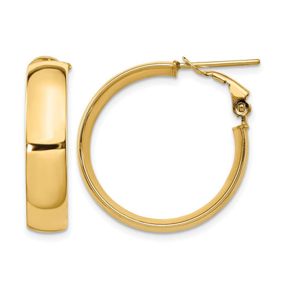14K Gelbgold 6mm Hoch Poliert Omega Rückseite Creolen