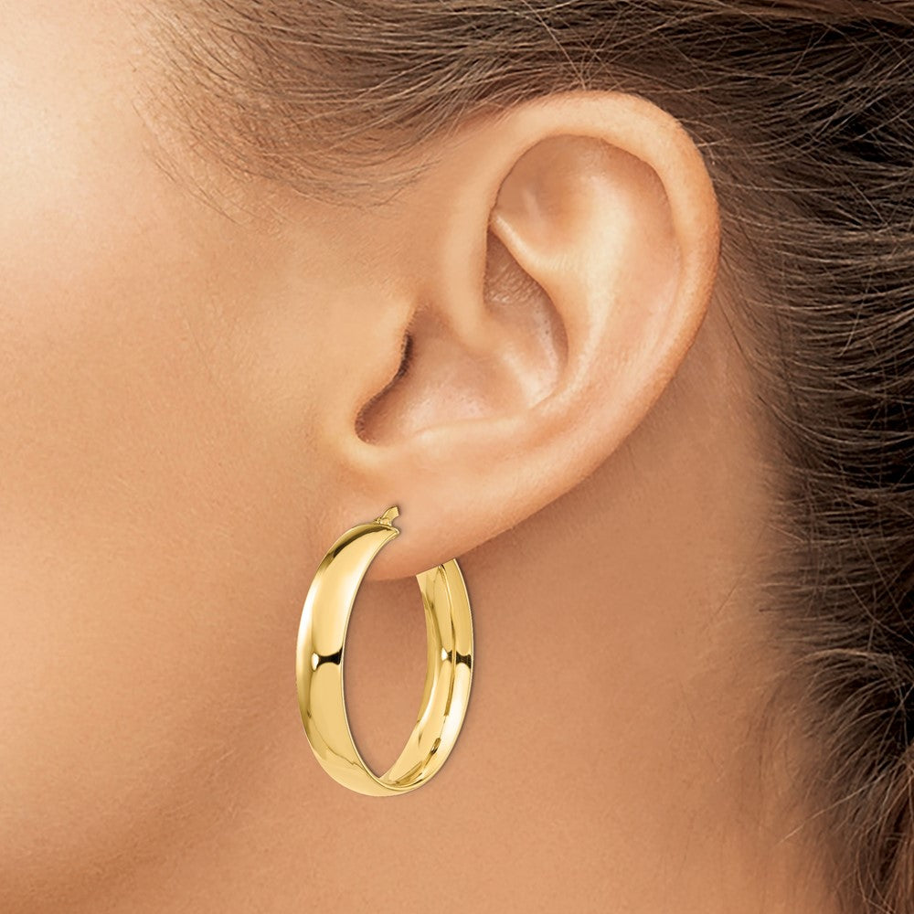 14K Gelbgold 6mm Hoch Poliert Creolen
