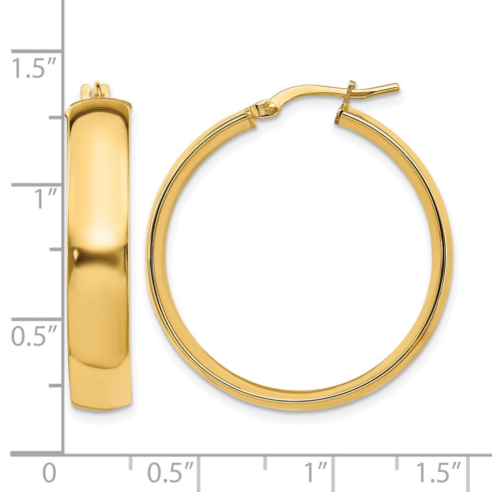 14K Gelbgold 6mm Hoch Poliert Creolen
