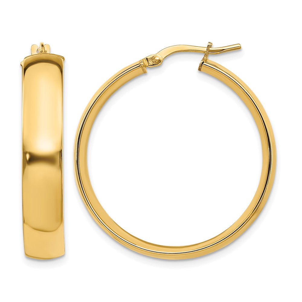 14K Gelbgold 6mm Hoch Poliert Creolen