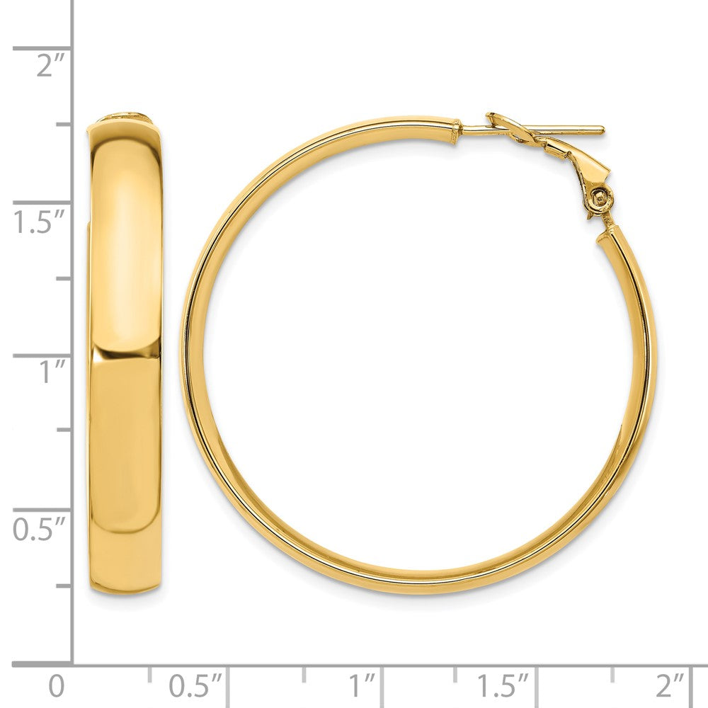 14K Gelbgold 6mm Hoch Poliert Omega Rückseite Creolen