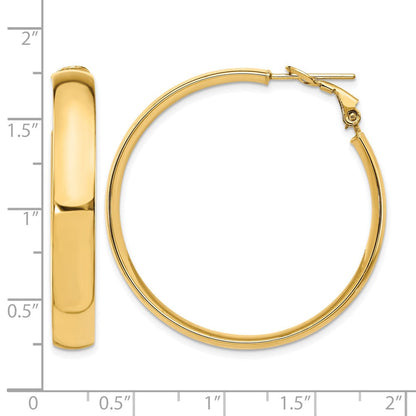 14K Gelbgold 6mm Hoch Poliert Omega Rückseite Creolen