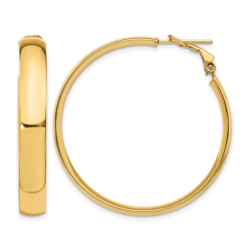 14K Gelbgold 6mm Hoch Poliert Omega Rückseite Creolen