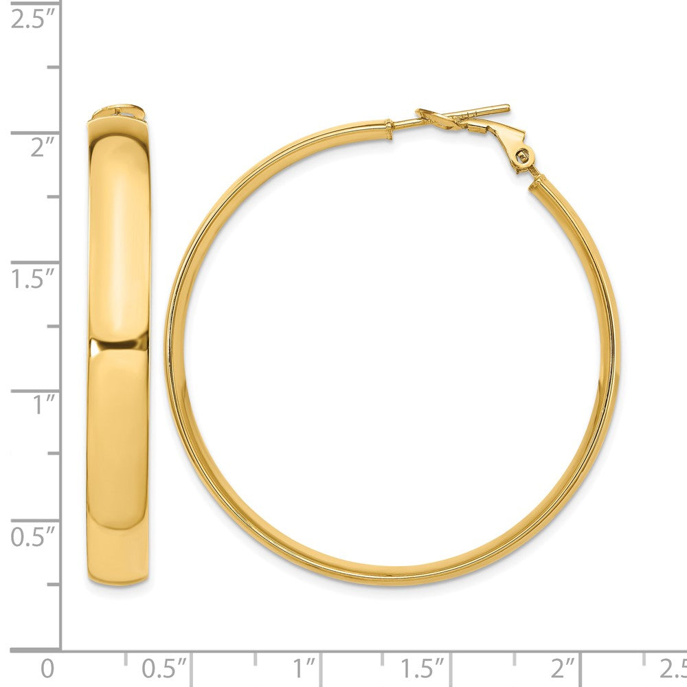 14K Gelbgold 6mm Hoch Poliert Omega Rückseite Creolen