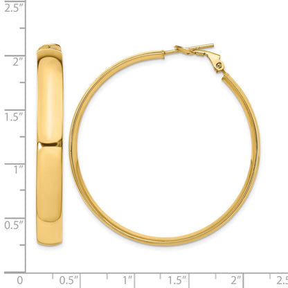 14K Gelbgold 6mm Hoch Poliert Omega Rückseite Creolen