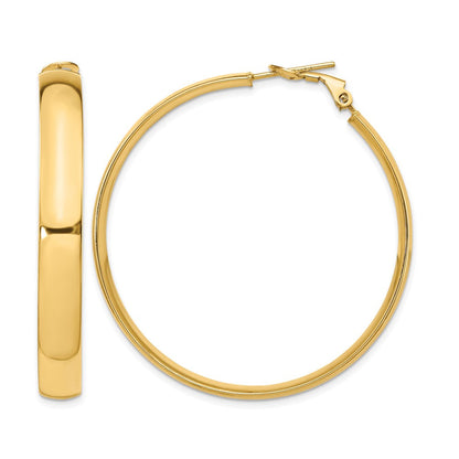 14K Gelbgold 6mm Hoch Poliert Omega Rückseite Creolen