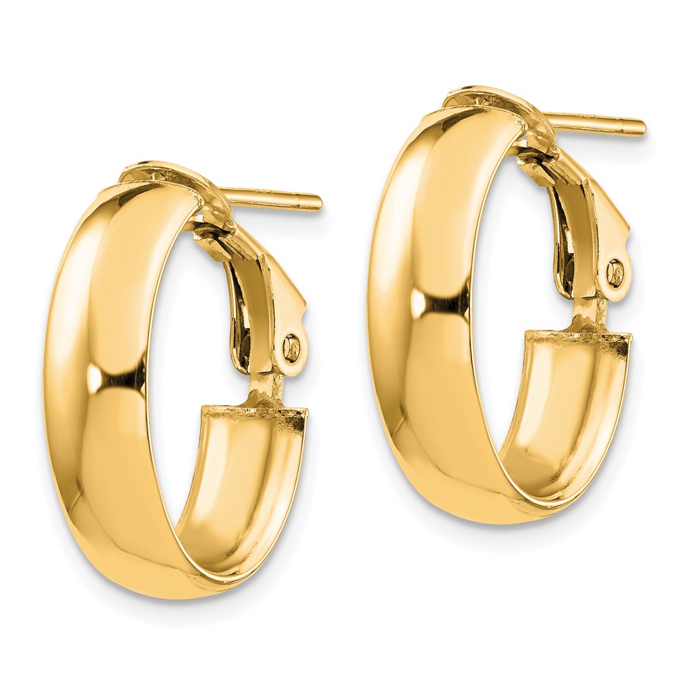 14K Gelbgold 6mm Hoch Poliert Oval Omega Creolen