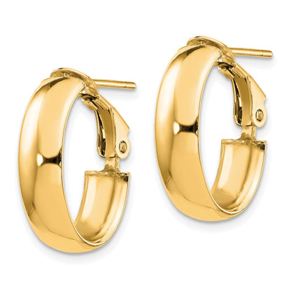 14K Gelbgold 6mm Hoch Poliert Oval Omega Creolen