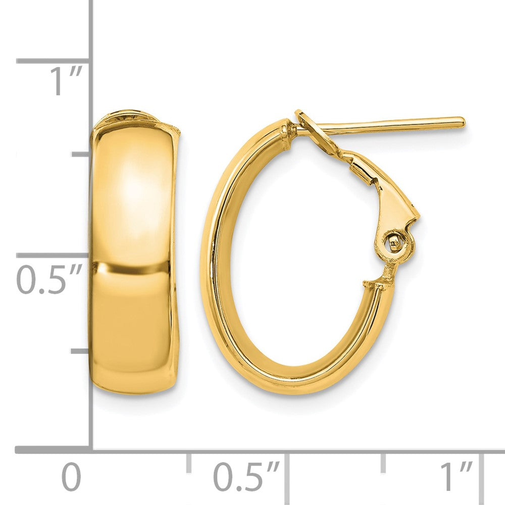 14K Gelbgold 6mm Hoch Poliert Oval Omega Creolen