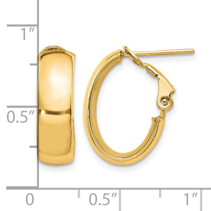 14K Gelbgold 6mm Hoch Poliert Oval Omega Creolen