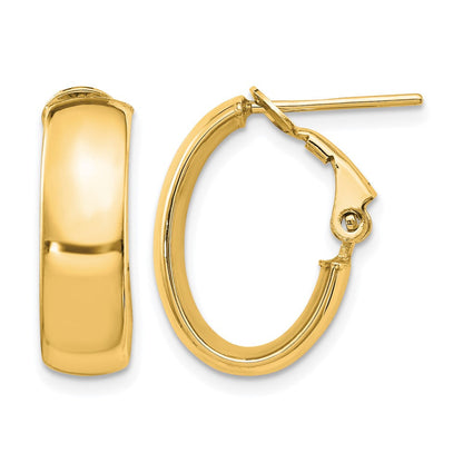 14K Gelbgold 6mm Hoch Poliert Oval Omega Creolen