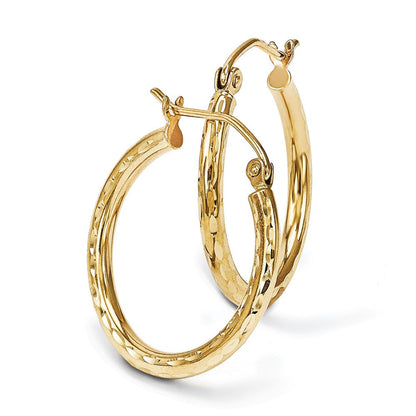 14K Gelbgold Diamantiert Klappbar Creolen