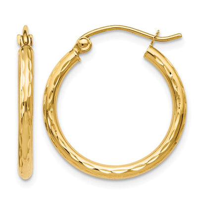 14K Gelbgold Diamantiert Klappbar Creolen