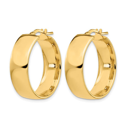 14K Gelbgold 8mm Hoch Poliert Creolen
