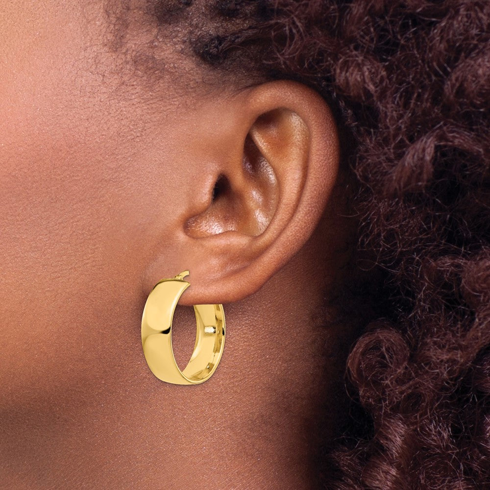 14K Gelbgold 8mm Hoch Poliert Creolen