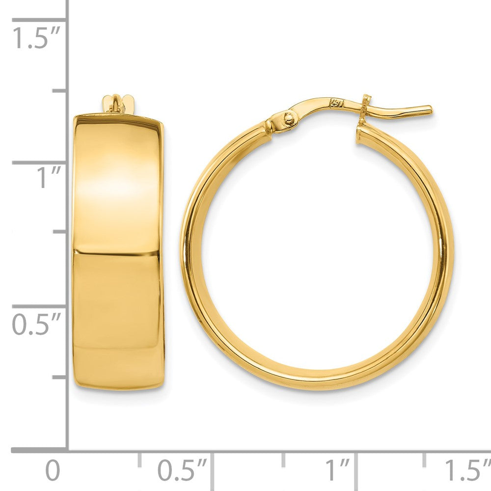 14K Gelbgold 8mm Hoch Poliert Creolen