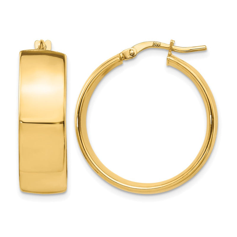 14K Gelbgold 8mm Hoch Poliert Creolen
