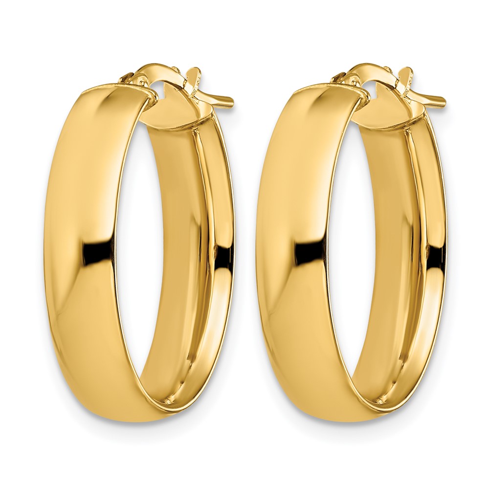14K Gelbgold 6mm Hoch Poliert Oval Creolen