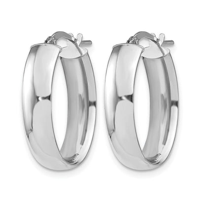 14K Gelb & Rhodium mit Weiß Beschichtung 6mm Poliert Oval Creolen