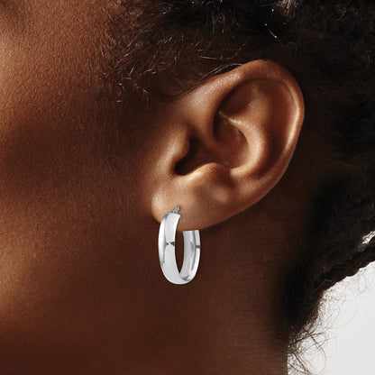 14K Gelb & Rhodium mit Weiß Beschichtung 6mm Poliert Oval Creolen