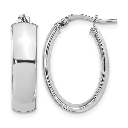 14K Gelb & Rhodium mit Weiß Beschichtung 6mm Poliert Oval Creolen