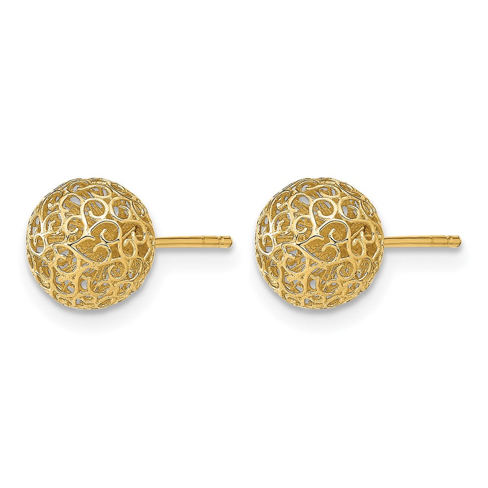 14K Gelbgold 7.75mm Filigran Kugel Ohrstecker
