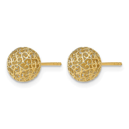 14K Gelbgold 7.75mm Filigran Kugel Ohrstecker