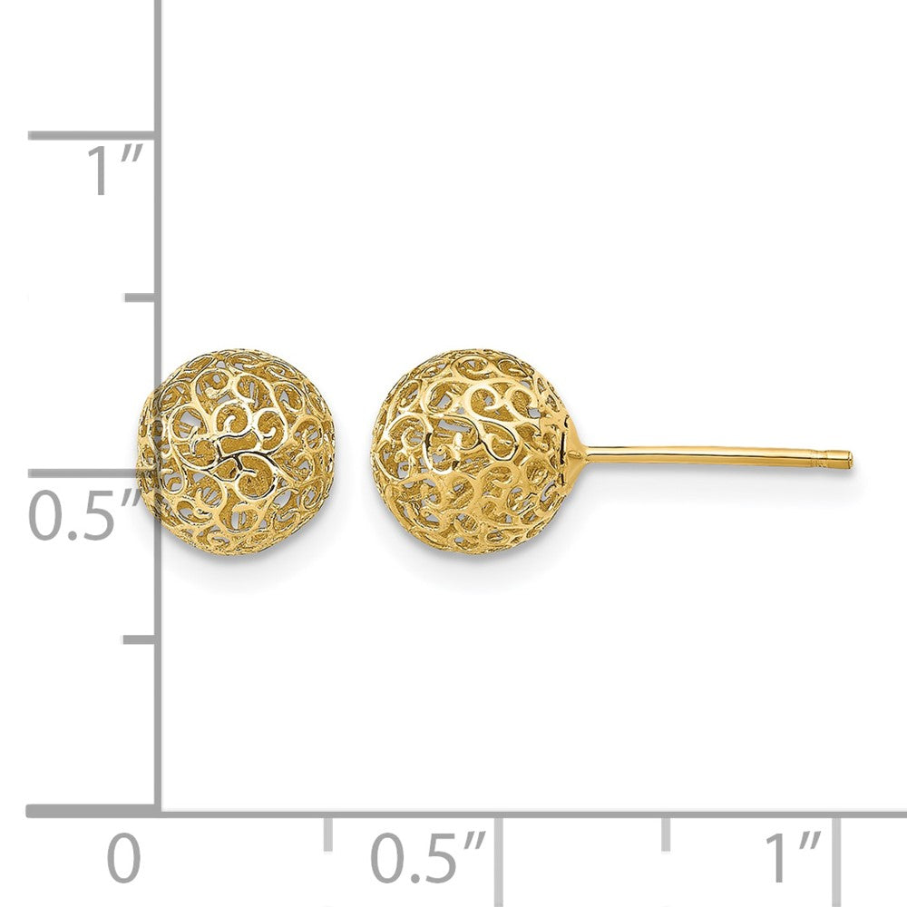 14K Gelbgold 7.75mm Filigran Kugel Ohrstecker