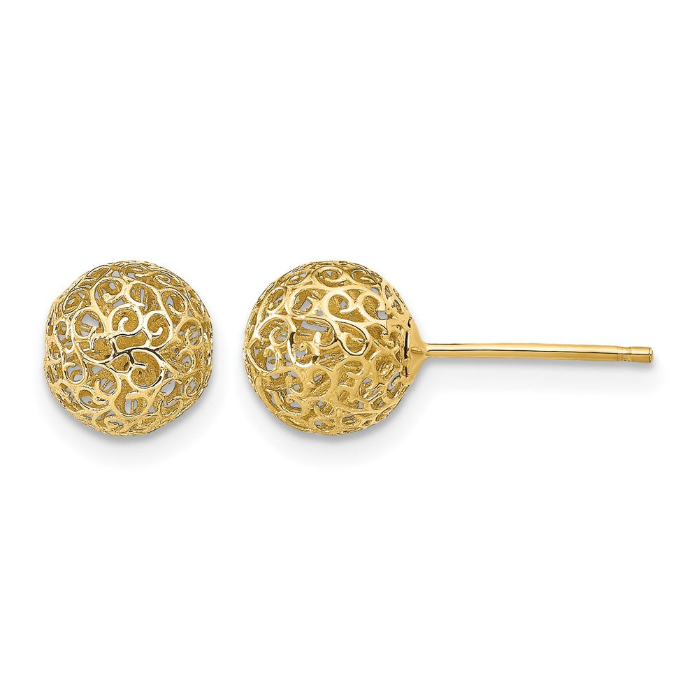 14K Gelbgold 7.75mm Filigran Kugel Ohrstecker