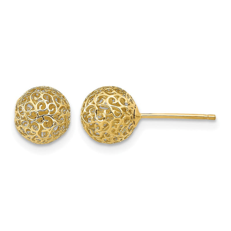 14K Gelbgold 7.75mm Filigran Kugel Ohrstecker