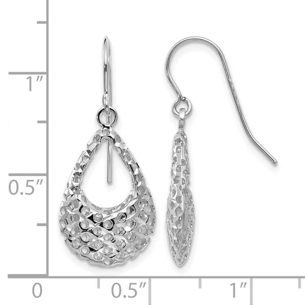 14K Weißgold Hirte Haken Ohrringe