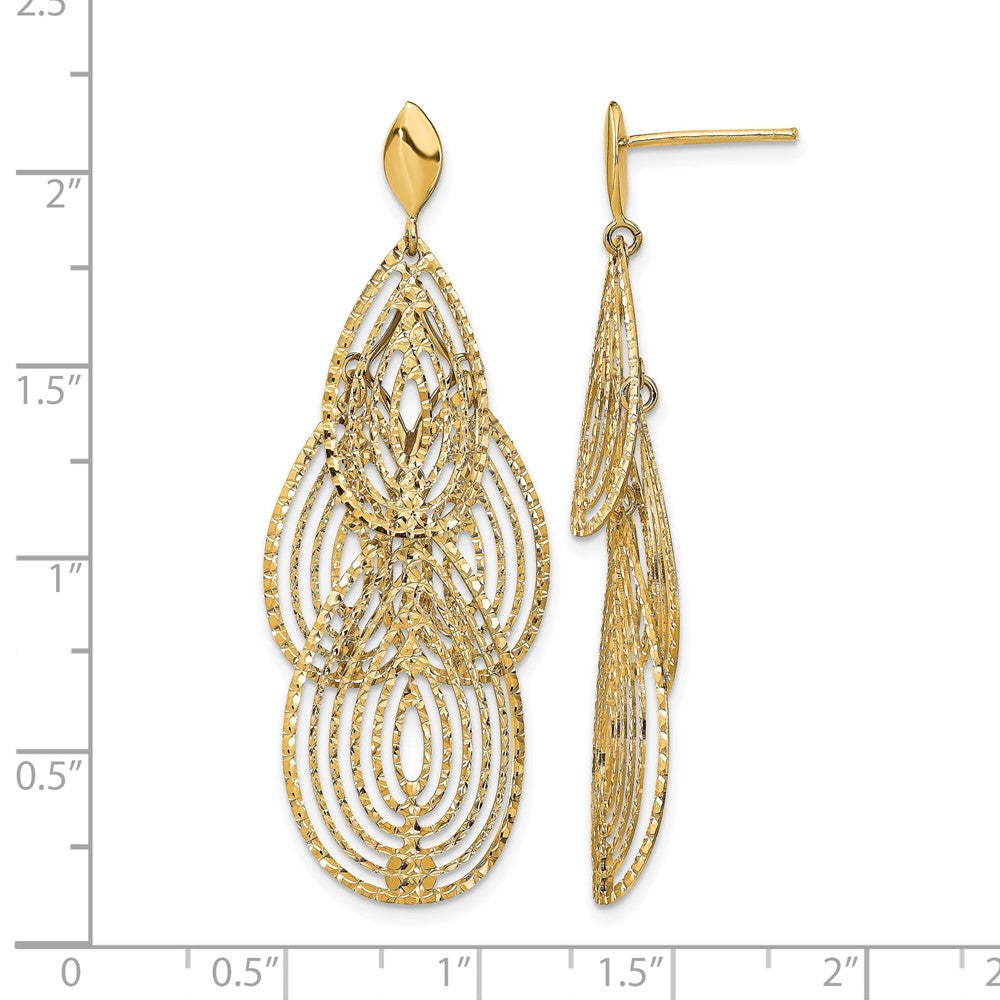 14K Gelbgold Poliert Diamantiert Stecker Ohrhänger