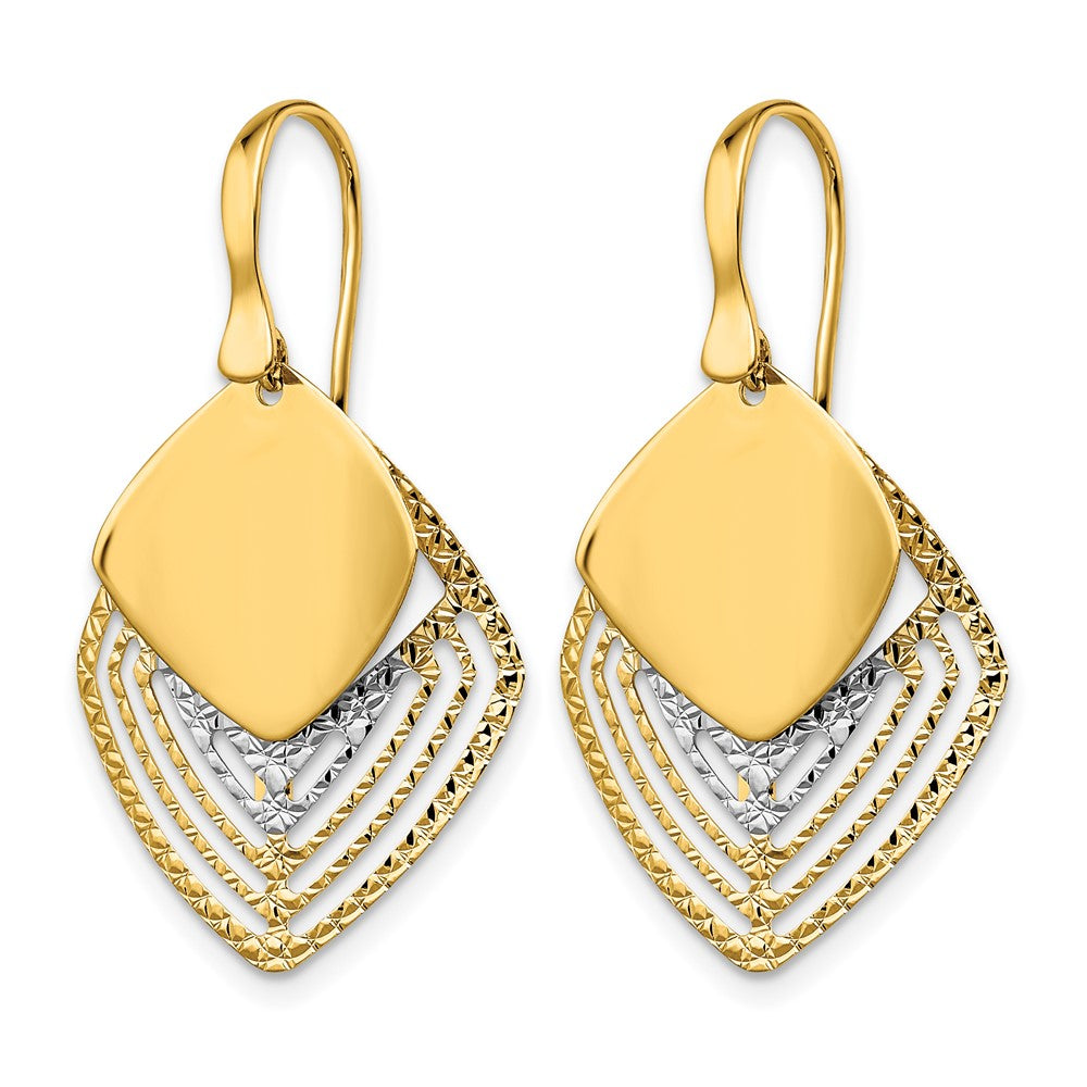 14K Weißgold Rhodium Poliert Gebürstet Diamantiert Ohrhänger