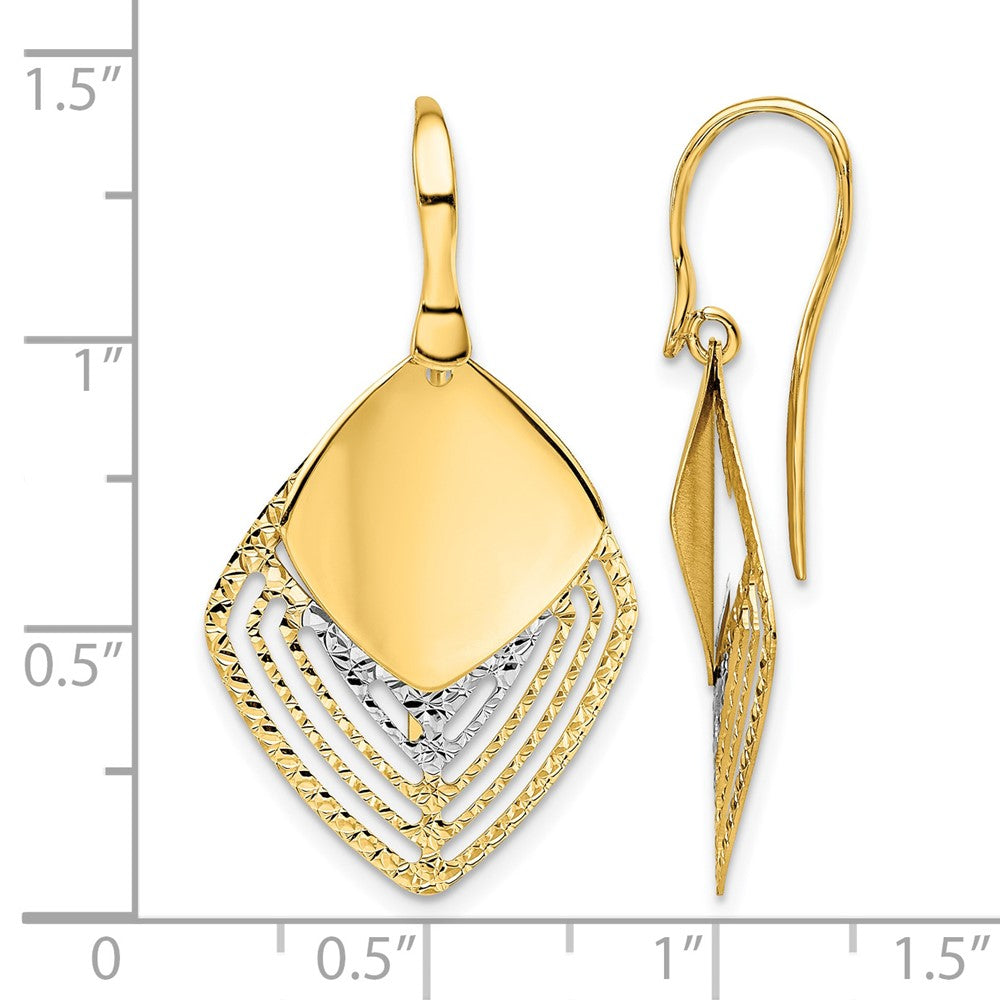 14K Weißgold Rhodium Poliert Gebürstet Diamantiert Ohrhänger