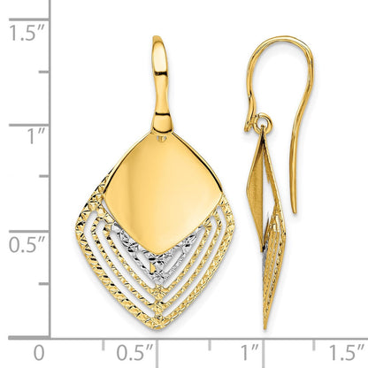 14K Weißgold Rhodium Poliert Gebürstet Diamantiert Ohrhänger