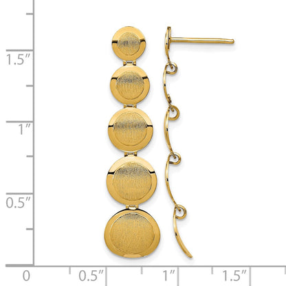 14K Gelbgold Poliert und Gebürstet Stecker Ohrhänger