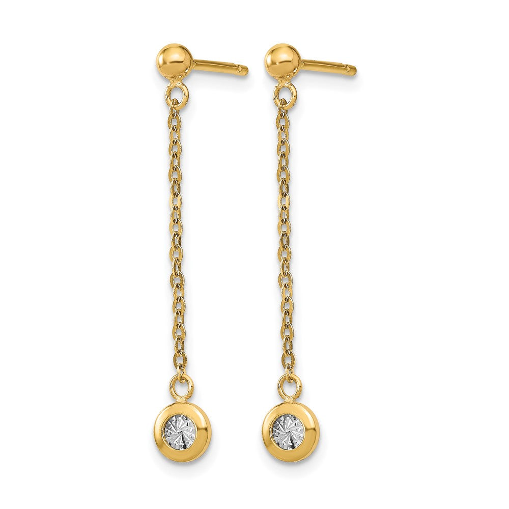 14K Bicolor Poliert Diamantiert Stecker Ohrhänger
