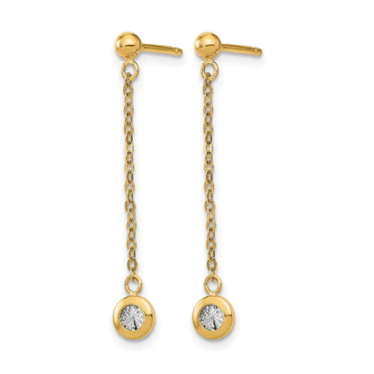 14K Bicolor Poliert Diamantiert Stecker Ohrhänger