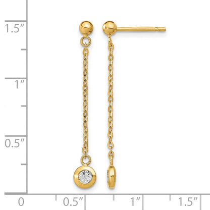 14K Bicolor Poliert Diamantiert Stecker Ohrhänger