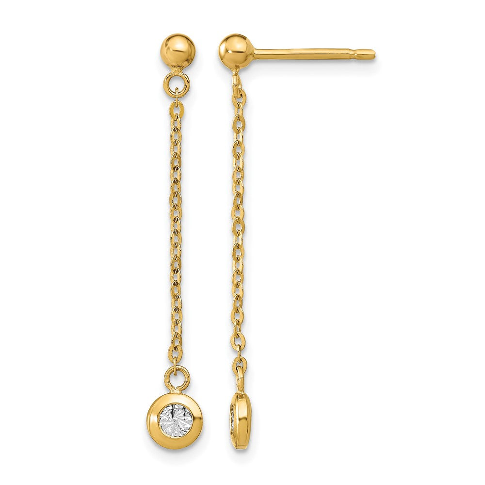 14K Bicolor Poliert Diamantiert Stecker Ohrhänger
