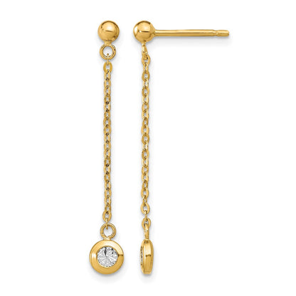 14K Bicolor Poliert Diamantiert Stecker Ohrhänger
