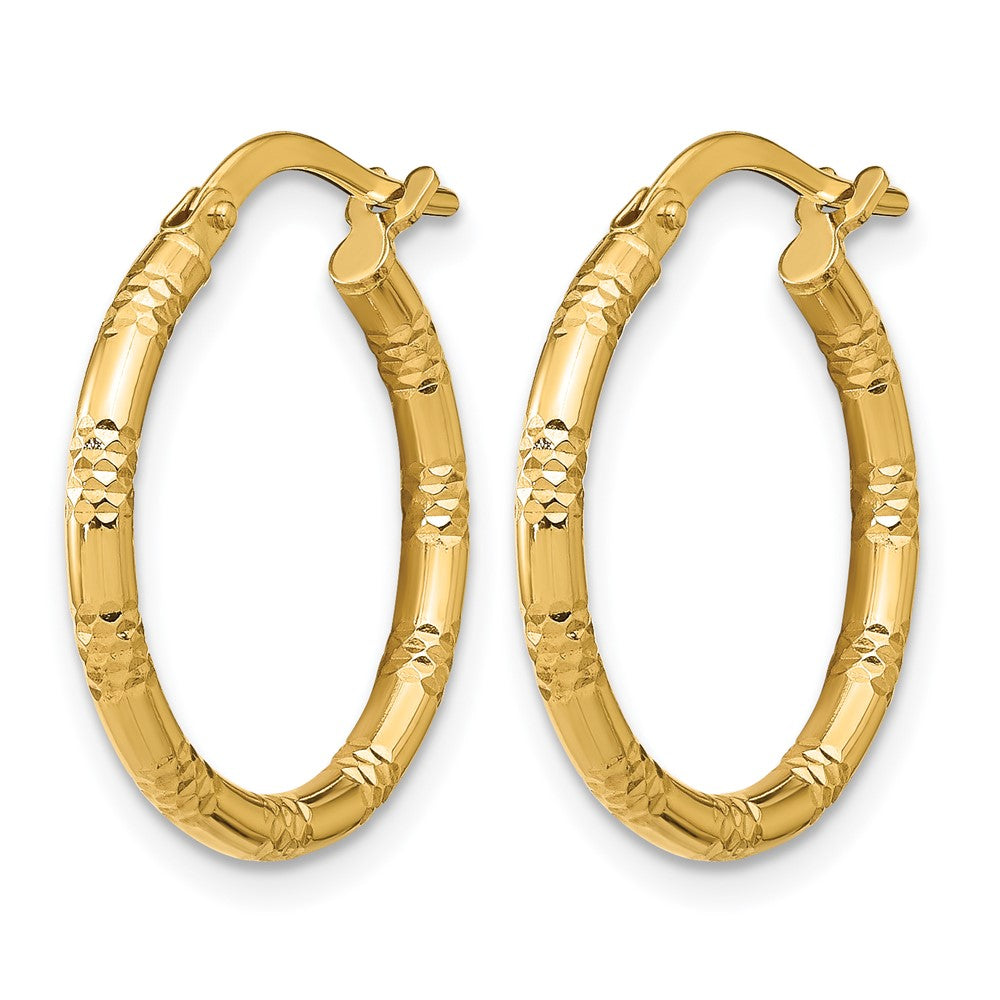 14K Gelbgold 2mm Poliert Diamantiert Creolen