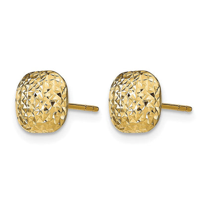 14K Gelbgold Poliert Diamantiert Knopf Ohrstecker