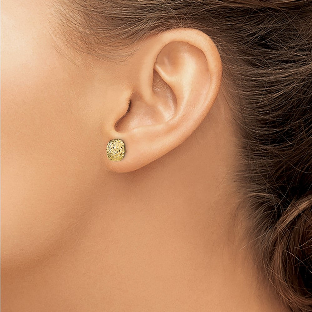 14K Gelbgold Poliert Diamantiert Knopf Ohrstecker
